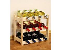 MODO24 Weinregal, Holz, unbehandelt, 43,5 x 25 x 38 cm, 9-Einheiten