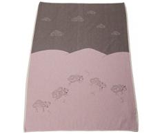 David Fussenegger Baby-und Kinderdecke ECO Kids Schafe 1,2,3,4,5, Baumwoll-Mischgewebe, Altrosa, 140 x 100 cm
