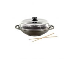 Berndes 074983 Classics Bonanza Induction Wok mit Glasdeckel und Zubehör, Aluminium, 5.5 liters, schwarz