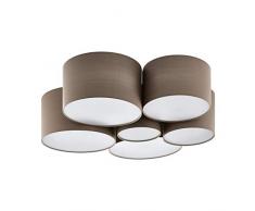 EGLO Deckenlampe Pastore, 6 flammige Textil Deckenleuchte, Farbe: Weiß, taupe, Material: Stahl, Stoff, Fassung: E27