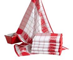 Comptoir du Linge CDL6TCORCR Coralie 6 Stück Geschirrtücher Baumwolle Rot 70 x 50 x 0,5 cm