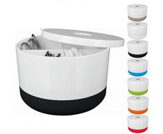 Spirella Kosmetikorganizer Moji mit individuell verstellbaren Fächern Aufbewahrungsbox für Make Up und Schmuck 15x9cm mit Deckel Weiß/Schwarz