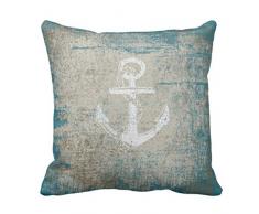 Emvency Überwurf Kissenbezug Sommer Maritim Anker Distressed Beach Dekoratives Kissen Fall Home Decor Kissenbezug, Baumwolle, Orange, 20 X 20 inch