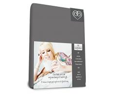 Bed-Fashion Split Topper Spannbettlaken, Jersey, anthrazit, doppelt, 140 x 220 cm