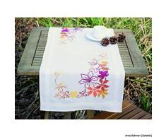 Vervaco Tischläufer Herbstblätter Stickpackung/Läufer im vorgedruckten/vorgezeichneten Kreuzstich, Baumwolle, Mehrfarbig, 40 x 100 x 0.3 cm