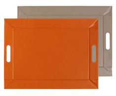 Freeform Tablett, zweifarbig, wendbar, Kunstleder, Kunstleder, Orange - Taupe, 55 x 41 cm