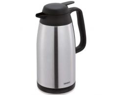 Leifheit Style 1, 5 L Isolierkanne, 100% dicht, Thermoskanne mit doppelwandigem Edelstahl-Isolierkörper, praktisches Öffnen und Schließen mit einer Hand, Kaffekanne, Teekanne, silber schwarz