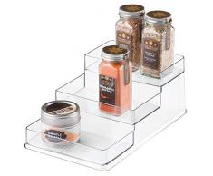 iDesign Gewürzregal mit 3 Ebenen für die Küche, kompakter Gewürzhalter für den Küchenschrank, praktisches Küchen Regal aus Kunststoff, durchsichtig