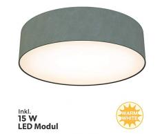 Briloner Leuchten LED Deckenleuchte, Stoffleuchte, Grau, 1.600 Lumen, 3.000 Kelvin, Sonstige Metalle