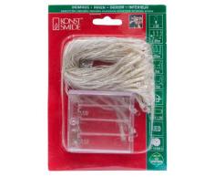 Konstsmide 1470-203 LED Lichterkette / für Innen (IP20) / VDE geprüft / Batteriebetrieben: 4xAA 1.5V (exkl.) / mit Schalter und 6h Timer / 50 kalt weiße Dioden / transparentes Kabel