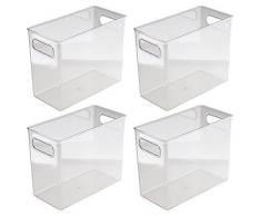 InterDesign Cabinet/Kitchen Binz Aufbewahrungsbox, extragroße Ordnungsbox aus Kunststoff, 4er-Set langer Küchen Organizer, durchsichtig