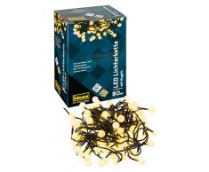 Idena 31092 - Kugellichterkette, LED Lichterkette mit 80 LED warm weiß, mit 8 Stunden Timer Funktion, Innen und Außenbereich, für Hochzeit, Party, Deko, Garten, Balkon, als Stimmungslicht, ca. 12,9 m