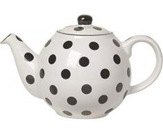 London Pottery Globe Teekanne mit Sieb, gepunktet, Keramik, weiß/schwarz, 2 Cup (500 ml)