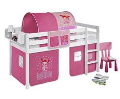 Lilokids Spielbett Jelle Zauberfee, Hochbett mit Vorhang Kinderbett, Holz, weiÃ, 208 x 98 x 113 cm