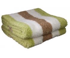 Gözze Handtuch 2er-Set, 100% Baumwolle, 50 x 100 cm, New York, Streifen, Marone/Weiß/Limone, 555-9800-A4