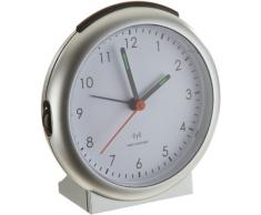 TFA Dostmann 98.1036 Analoger Funk-Wecker, mit Alarm, inklusive Funkuhr, 15,2 x 11,8 x 6,8 cm, silber