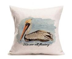 Asminifor Kissenbezug, niedliche Katzen-Tiere, mit Kopfhörern, Baumwollleinen, Dekorativer Überwurf, Kissenbezug für Couch 45,7 x 45,7 cm 18 x 18 inches Pelican-2