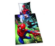 Herding Bettwäsche Spiderman, Kopfkissenbezug 65x65cm, Bettbezug 140x200cm, Renforcé, mit Knopfleiste