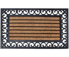 Esschert Design Schmutzfangmatte, Fußmatte in schwarz aus Gummi, mit Kokos-Einlage, rechteckig, ca. 76 cm x 45 cm