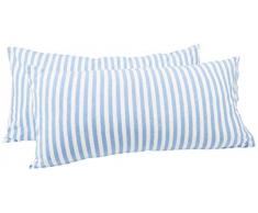 AmazonBasics - Kissenbezüge, Jersey, 2er-Pack, gestreift, 40 x 80 cm, Blau