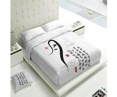Tsuki Kanji Bettbezug, Baumwolle, Weiß, Einzelbett, Bett 90