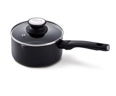 Kitchen Fun Salsa Stielkasserolle mit Deckel 16 cm, Aluminium, Schwarz