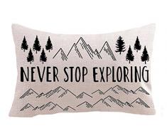 Nordic Abenteuer Erwartet Mountain Kiefer Bäume Baumwolle Leinen Quadratisch Überwurf Taille Kissen Fall Dekorative Kissenhülle Kissenbezug Sofa 45,7 x 45,7 cm Zoll 12x 20 inches B