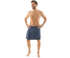 CelinaTex Malaga Saunakilt Herren S/M blau Mikrofaser Sauna Kilt Coral Fleece Saunamantel Saunatuch
