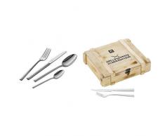 ZWILLING 07030-338-0 Senses Besteckset, 68 teilig, Edelstahl & 07150-359-0 Steak Besteckset in rustikaler Holzbox, Edelstahl, 12-teilig