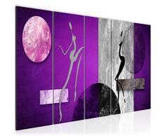 Bilder Abstrakt Figuren Wandbild 200 x 80 cm - 5 Teilig Vlies - Leinwand Bild XXL Format Wandbilder Wohnzimmer Wohnung Deko Kunstdrucke Violett - MADE IN GERMANY - Fertig zum Aufhängen 301155a
