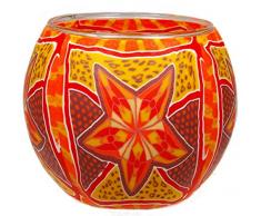 Himmlische Düfte Geschenkartikel GmbH Red Star Windlicht, Glas, bunt, 11x11x9 cm