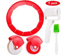 2 Stück Teigrad Dekorateur und Cutter, Silikon Pie Schutz, Gitter Rollen Schneider und Backen Pinsel für Backen Pie Pizza Werkzeug, Geeignet für 8-11,4 Zoll Pies