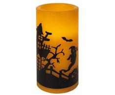 Star LED Horror House Flackernde Wachskerze, orange/schwarz, 15 x 7,5 cm