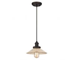 Westinghouse Lighting Einflammige Pendelleuchte, Ausführung geölte Bronze mit geriffeltem Antikspiegelglas, Glas, 1 W, 25 x 25 x 147 cm