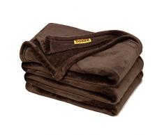 DOZZZ Super weiche flaumige Decke warm Decke für Couch leicht und dünn Plüschsamtdecke maschinenwashbare gemütliche Decke, 147 x 198 cm (BRAUN)