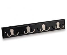 Maine Furniture Co OCCO Garderobenhaken Wandgarderobe mit Schwerlastdoppelhaken inkl. Wandbefestigung, schwarz, 45 x 7 x 7 cm