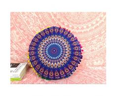 QCWN Mandala Kissenbezug – Hippie Mandala Boden Kissenbezug, Kissenbezug, Pouf Überzug rund Bohemian Yoga Decor Boden Kissen Fall, Polyester, 3, 27