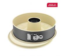 Kaiser Inspiration Plus Springform 28 cm rund, 2 Böden, Flach- und Rohrboden, runde Backform, antihaftbeschichtet, auslaufsicher, mit Rezept