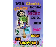 Schatzmix Spruch Wer glaubt Glück könne Man Nicht kaufen-shoppen 20x30 Deko Blechschild, Blech, Mehrfarbig, 20x30 cm