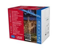 Konstsmide 2376-000 Microlight Lichterkette / für Außen (IP44) / 24V Außentrafo / verschweißt / 160 klare Birnen / schwarzes Kabel