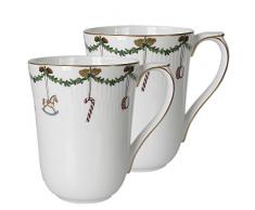 Royal Copenhagen 1017449 Star Fluted/XMAS Becher 2 Stück, Porzellan, mehrfarbig