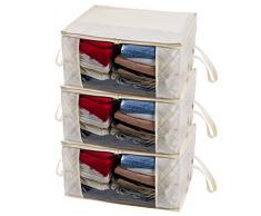 Woffit Aufbewahrungsbeutel-Set für Kleidung, Decken, Handtücher, Organisieren, beige, XL 1 Section (Set of 3)