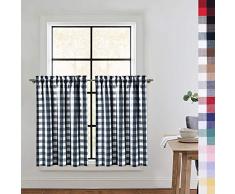 Caromio Gardinen mit Karomuster, Karomuster, Küchen-Ebene, Volant, Vorhänge, zum Raffen, Schatten, Fenster, Küche, Café, Badezimmer, Fenster, mehrfarbig Country Rustic Tiers|36L marineblau