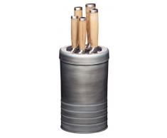 Kitchen Craft Messerblock Industrial Kitchen mit 5 Messern, Edelstahl, Grau/beige, 30 x 18 x 18 cm, 6-Einheiten