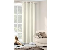 Eurofirany Rita Vorhang Gardine Glatt Schlicht Einfarbig - 8 Ösen Modern Schlafzimmer Wohnzimmer Lounge Kinderzimmer 1 Stück Einzeln, Polyester, Creme, 140X250cm