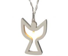 WeRChristmas 10 warm LED Engel Lichterkette Weihnachten Dekoration, Holz, Weiß,