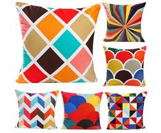 JOTOM Kissenbezug Super Weiche Kissenhülle Dekokissen Fall Sofa Auto Kissenbezüge Home Bed Decor 45 x 45 cm,6er Set (Bunte Geometrie)