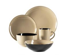 MÄSER 931454 Serie Scuro, Geschirr-Set aus Keramik für 1 Person, 5-teiliges Kombiservice, modern und mediterran, Beige, Steinzeug