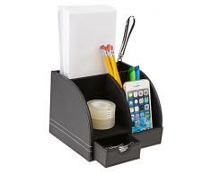 Mind Reader Kunstleder Schreibtisch Organizer, schwarz