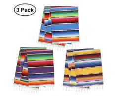 eccbox Tischläufer mexikanische Serape, 35,6 x 213,4 cm, mexikanische Party-Dekoration, Fransen, Baumwolle, gestreift, Tischläufer Fiesta Dekorationen